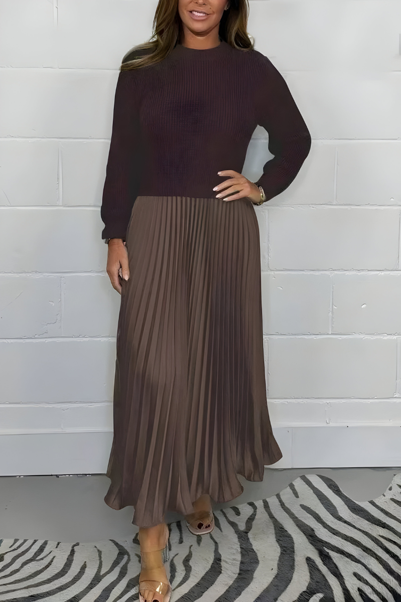 Elara™ | Elegante maxi abito plissettato