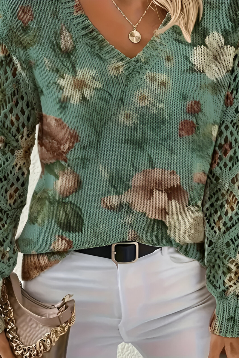Aurélie | Elegante Maglione con Motivo Floreale