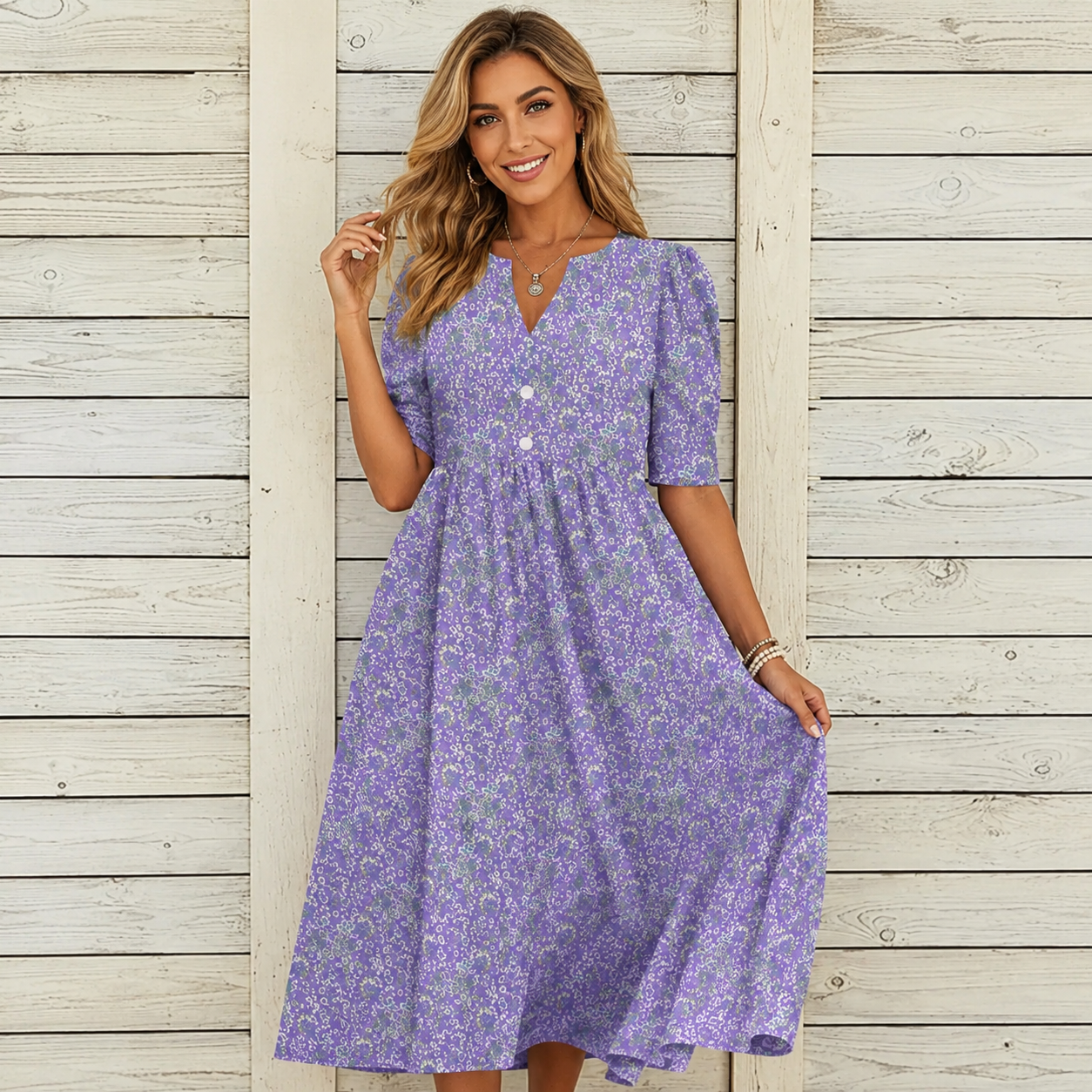 Danica™ | Abito Midi Floreale Camuffa Pancia