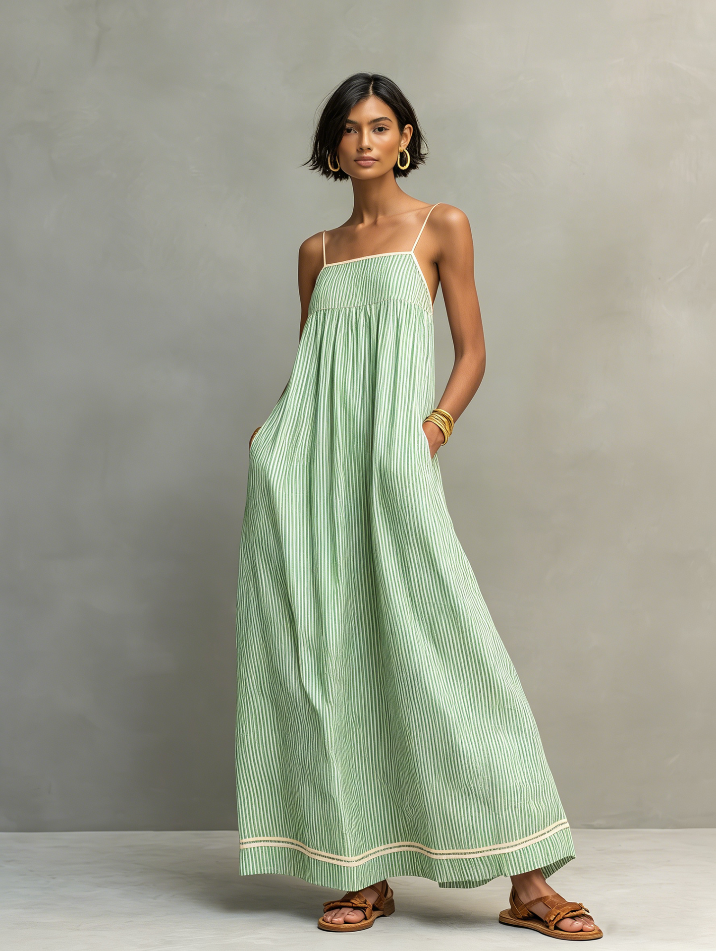 Elina™ | Maxi Abito A Righe Leggero