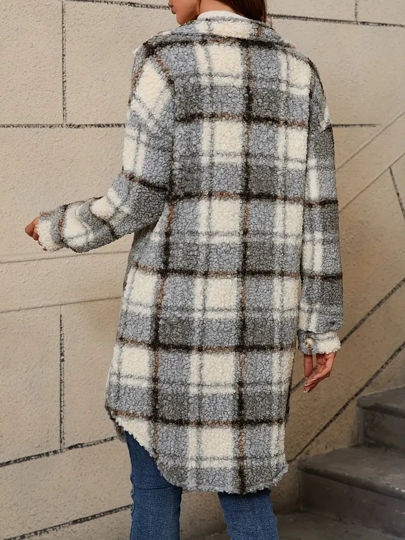 Isabelle™ | Giacca teddy a quadri confortevole