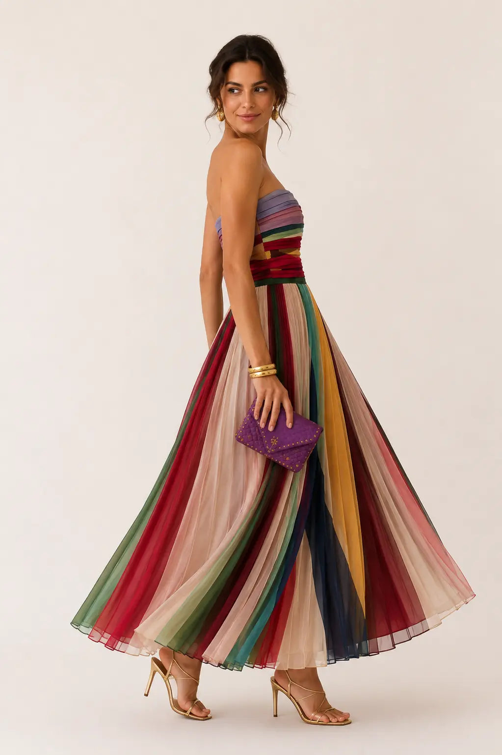 Valeria™ | Abito Maxi Arcobaleno Camuffante per Pancia