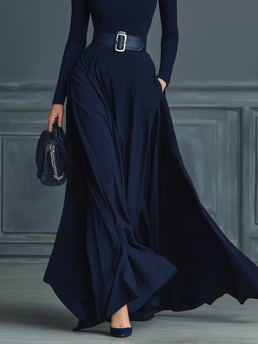 Elora™ | Elegante maxi abito con collo alto