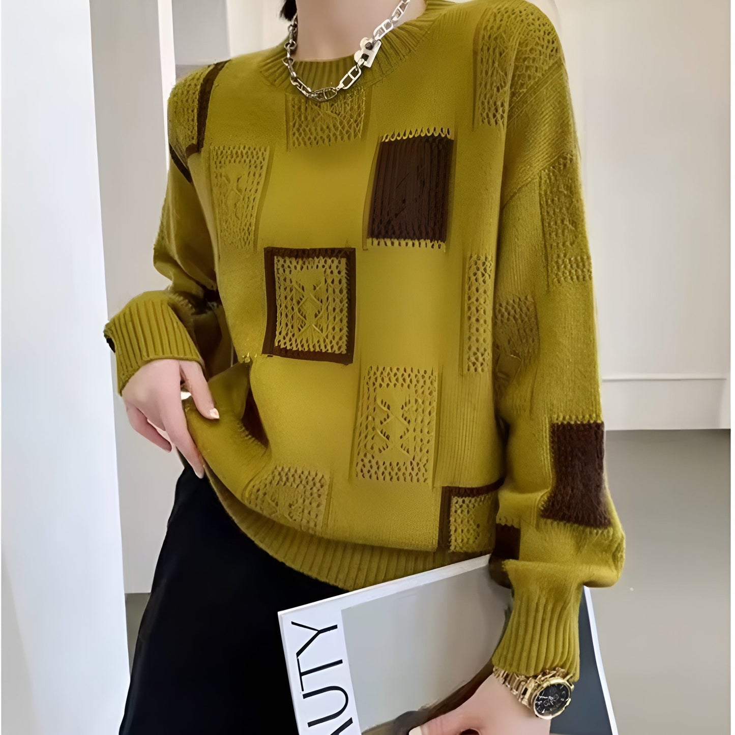 Naren™ | Maglione patchwork morbido moderno