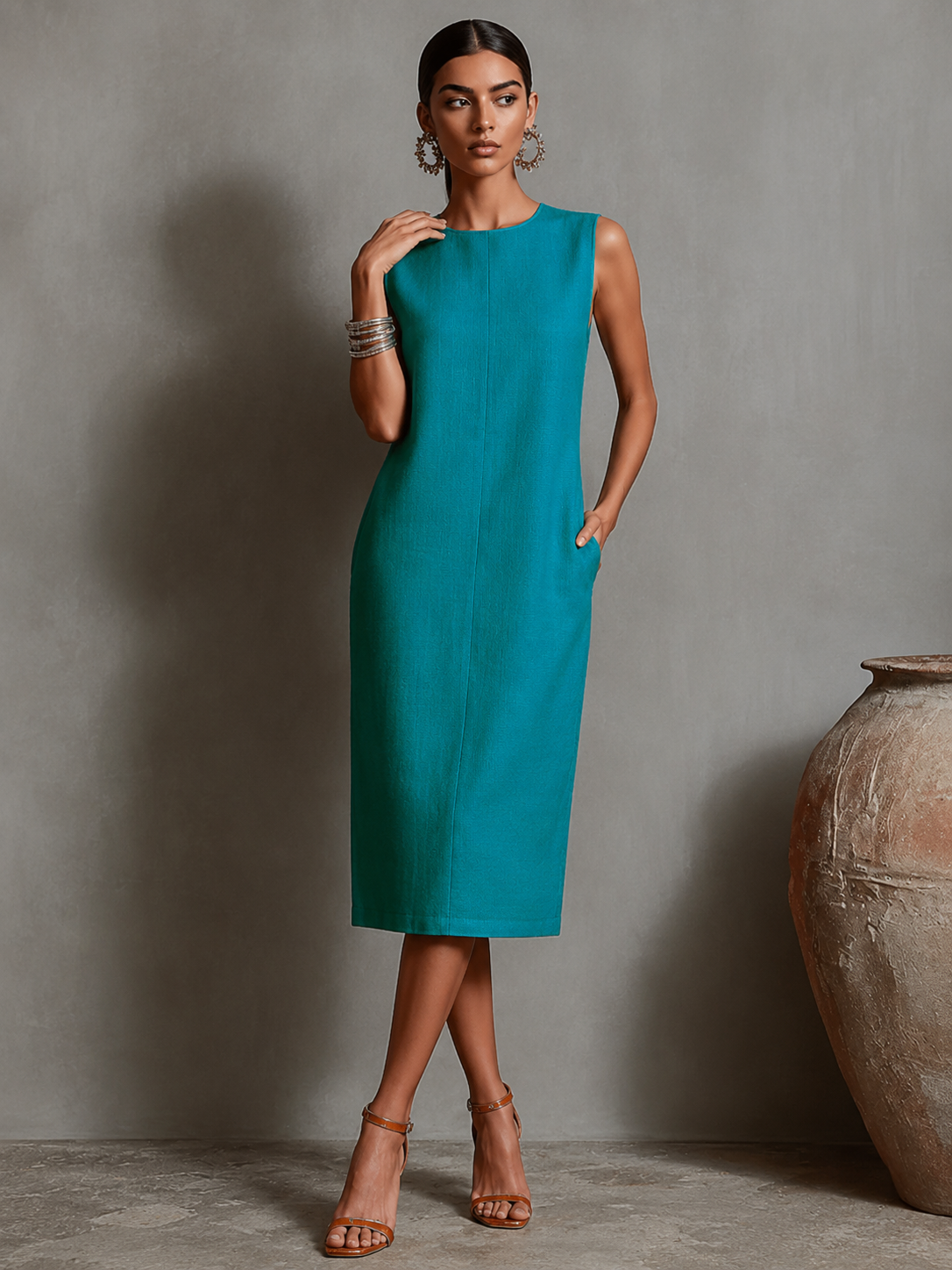 Maureen™ | Abito Midi Camuffa Pancia con Tasche