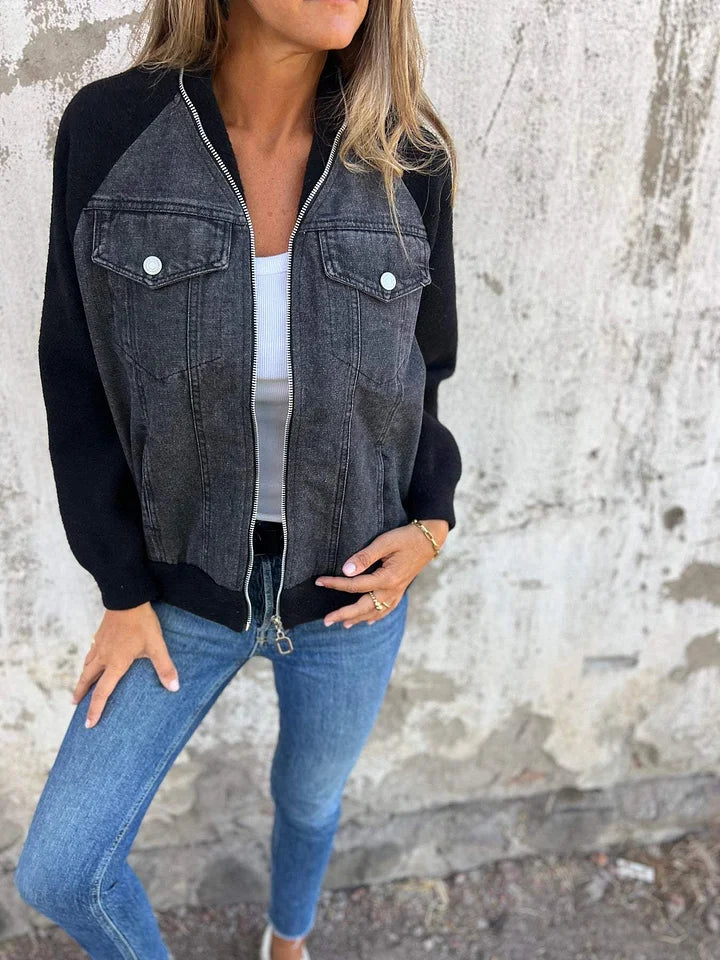 Lena™ | Giacca di Jeans alla Moda con Dettagli in Fleece