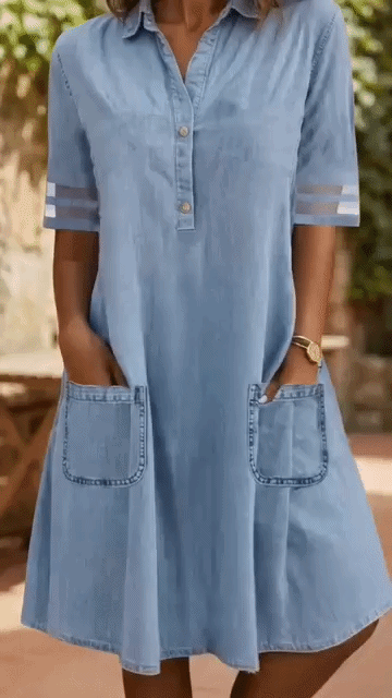 Brittany™ | Blusa Abito Denim Look Camuffa Pancia