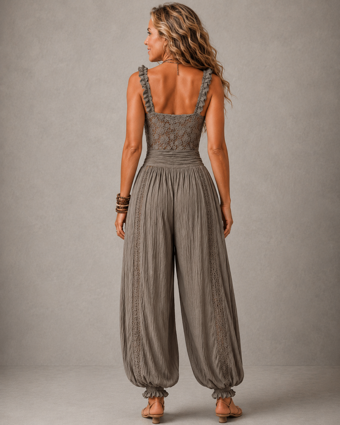 Léonie™ | Tuta in Pizzo con Pantaloni Ampi