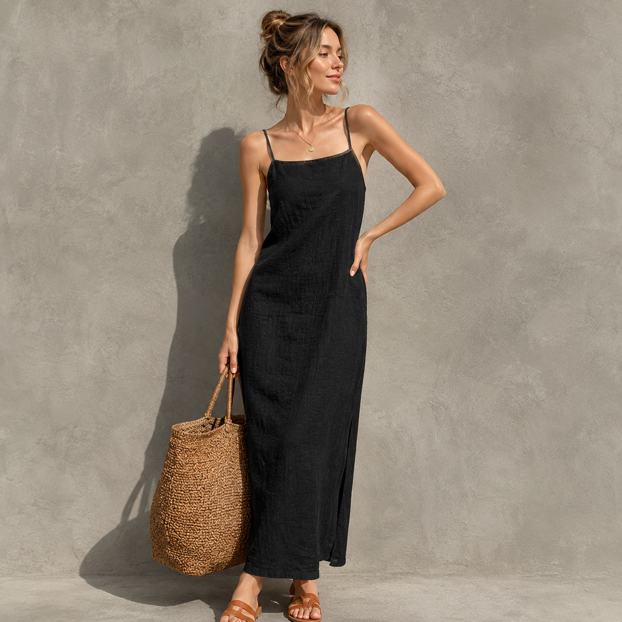 Ivara™ | Maxi Abito in Stile Lino con Copertura per Pancia