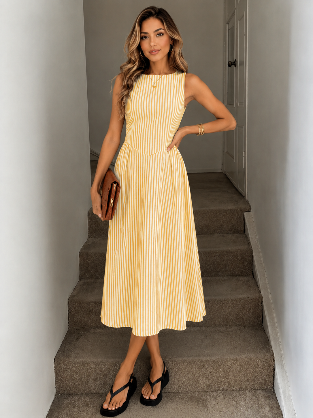 Denise™ | Elegante Abito Midi Camuffa Pancia