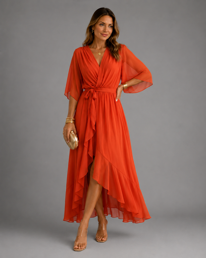 Isabelle™ | Abito Maxi in Chiffon Camuffa Pancia