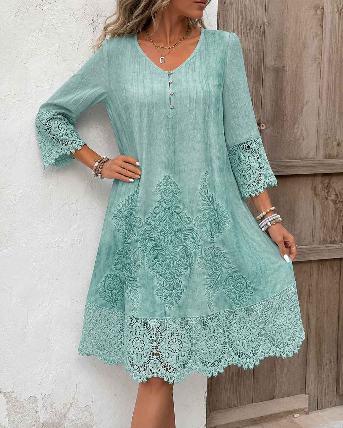 Eliane™ | Abito Midi in Pizzo Camuffa Pancia