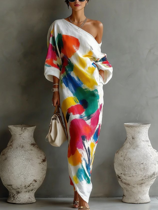 Daniella™ | Abito Maxi Astratto Fluido