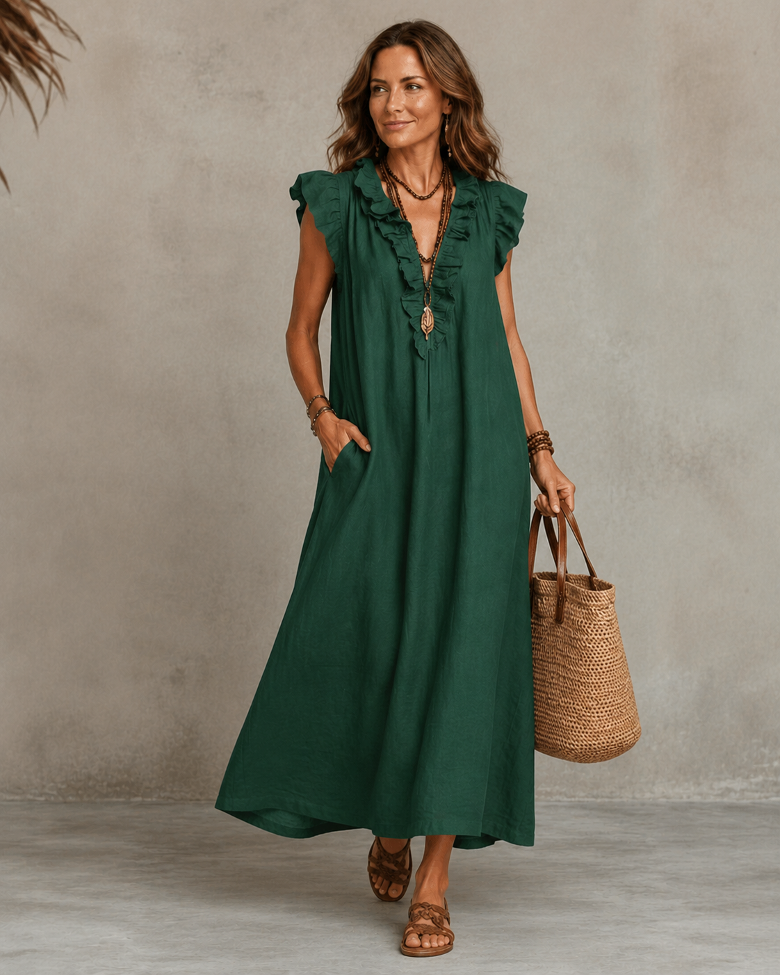 Renata™ | Elegante Abito Camuffa Pancia con Rouches