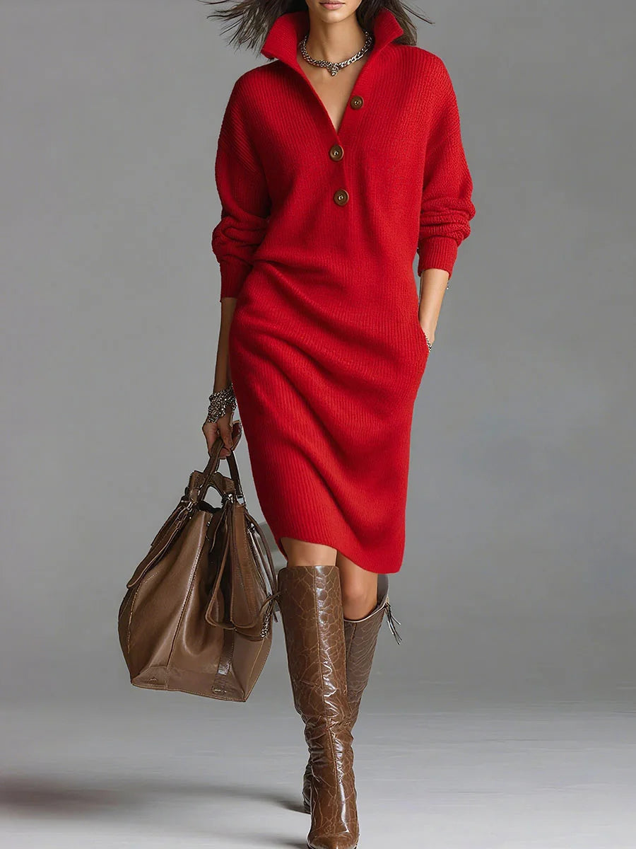 Norlyn™ | Elegante abito midi a coste