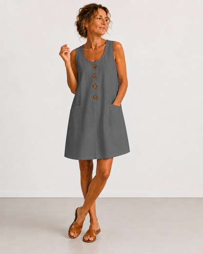 Maud™ | Abito di Cotone Camuffante per la Pancia con Bottoni