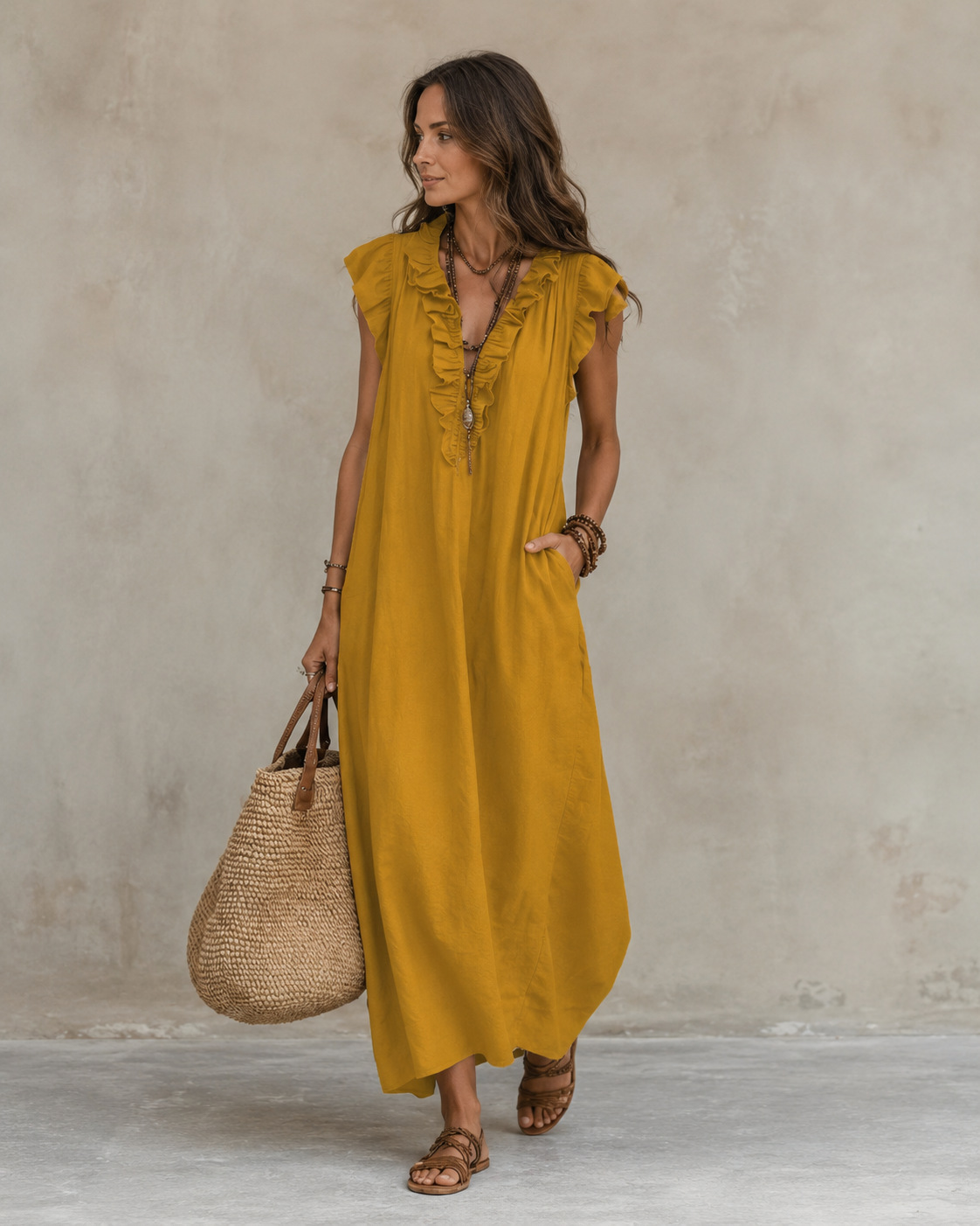 Renata™ | Elegante Abito Camuffa Pancia con Rouches