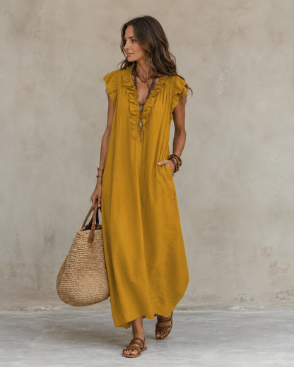 Renata™ | Elegante Abito Camuffa Pancia con Rouches