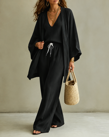 Ysé™ | Set Relaxato a 3 Pezzi con Pantaloni Non Trasparenti