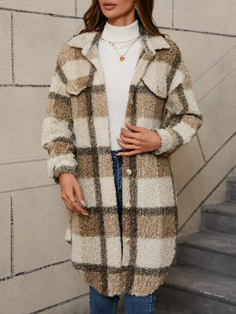 Isabelle™ | Giacca teddy a quadri confortevole