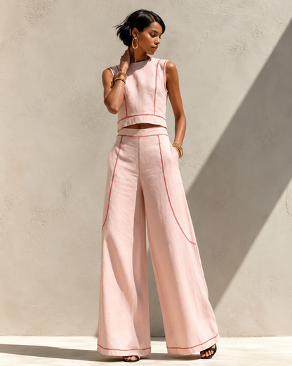 Bianca™ | Elegante Set Coordinato Bianco con Pantaloni Larghi