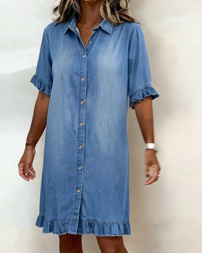 Linae™ | Abito Denim Look Casual con Nodo