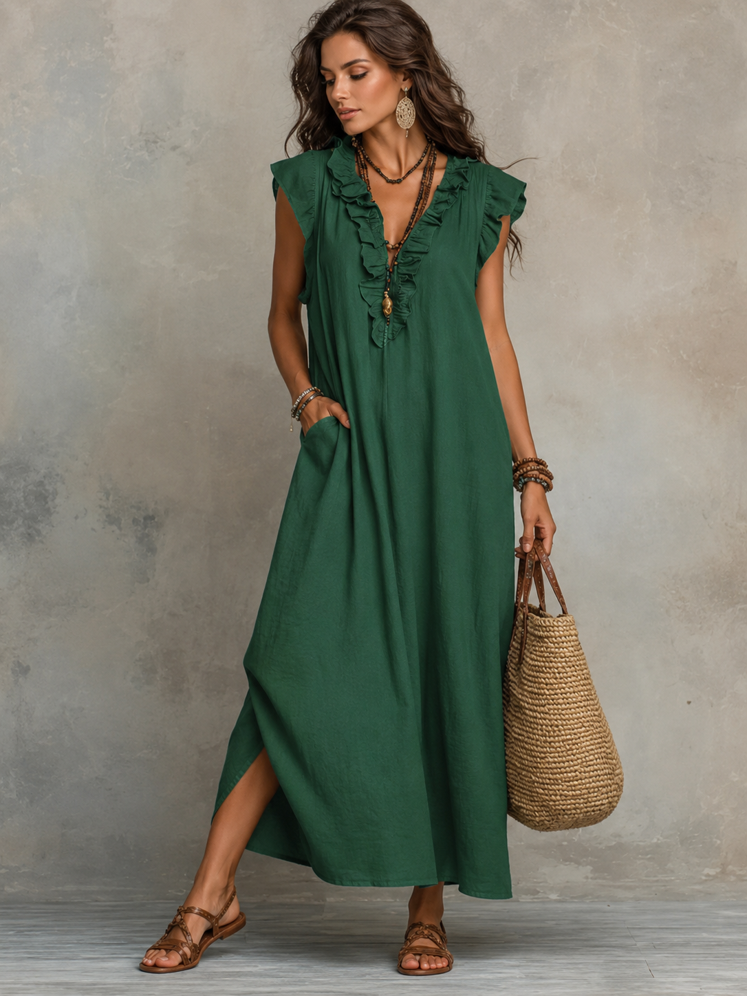 Camélia™ | Maxi Dress Bohemien Camuffante per Pancia