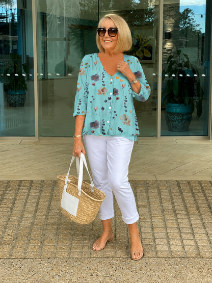 Elanna™ | Blusa con Fiori che Copre la Pancia