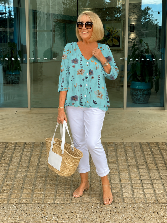 Elanna™ | Blusa con Fiori che Copre la Pancia