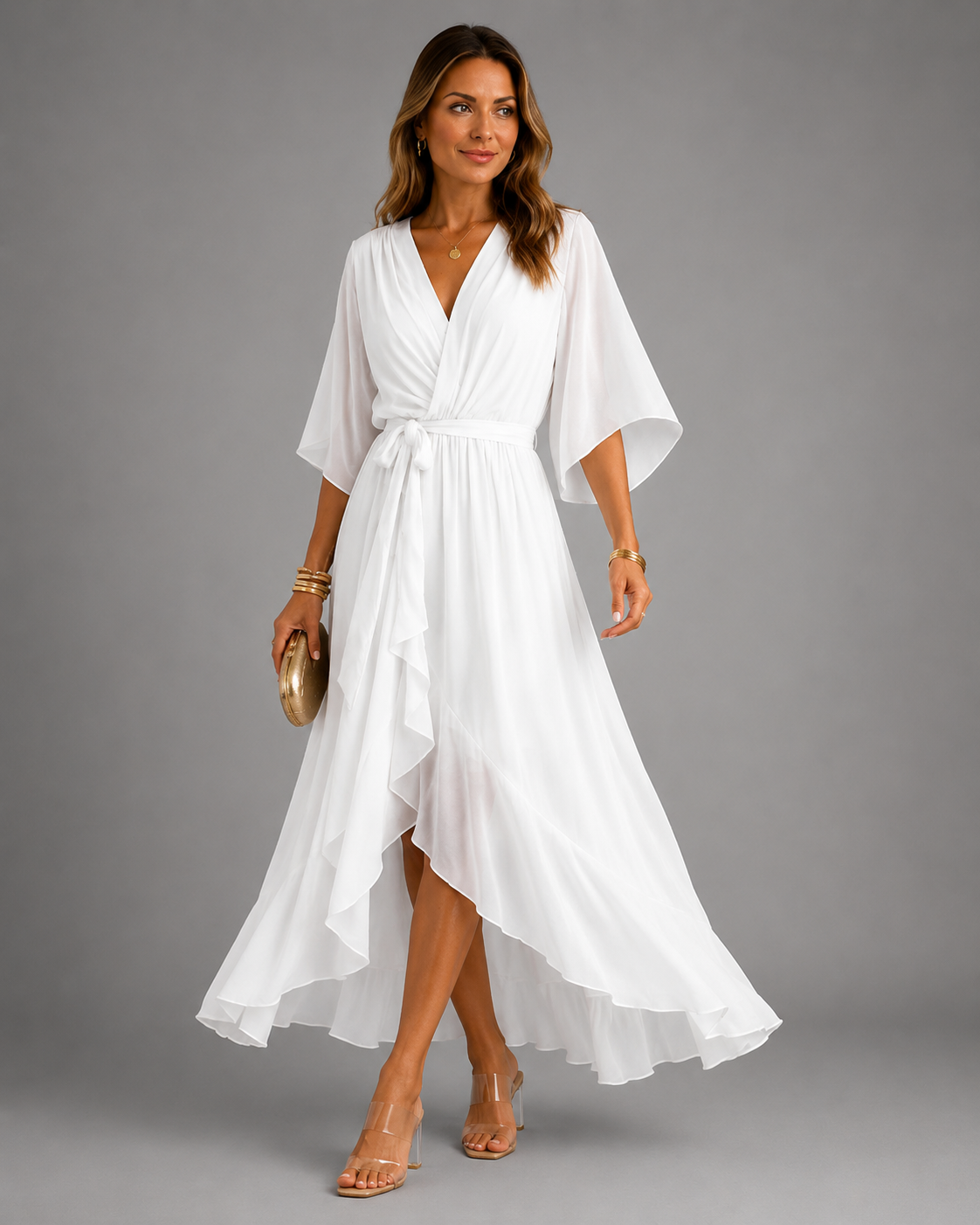 Isabelle™ | Abito Maxi in Chiffon Camuffa Pancia