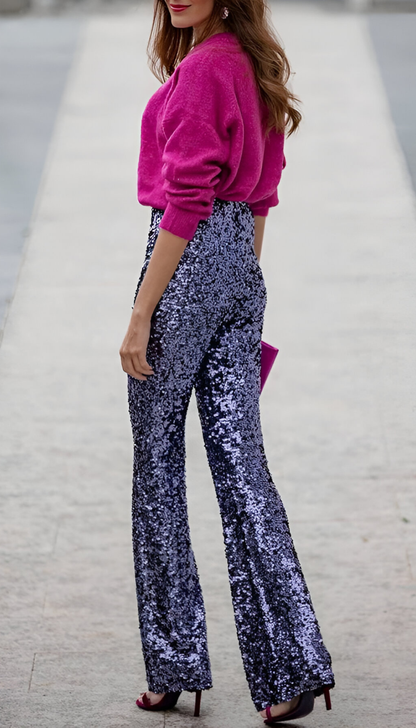 Zari™ | Elegante Pantalone Flare con Paillettes