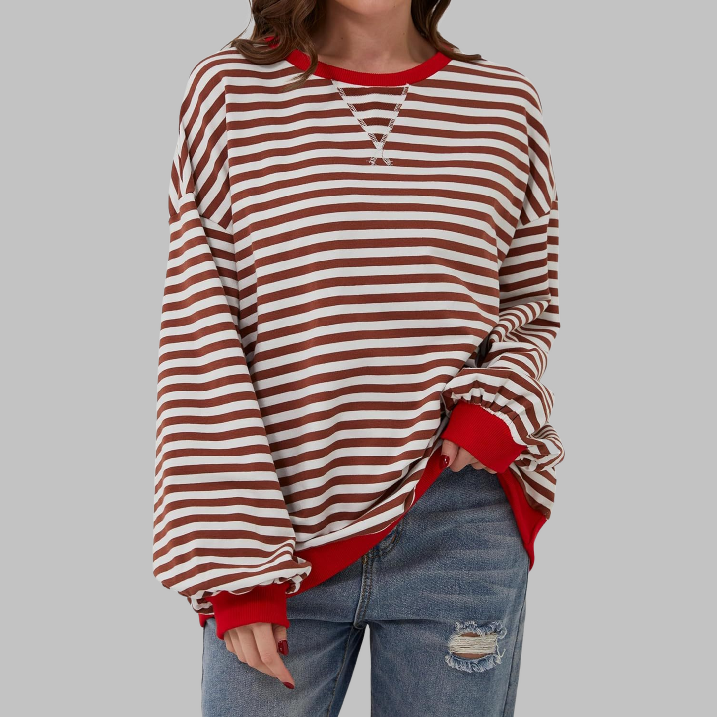 Juna™ | Maglione casual a righe rilassato