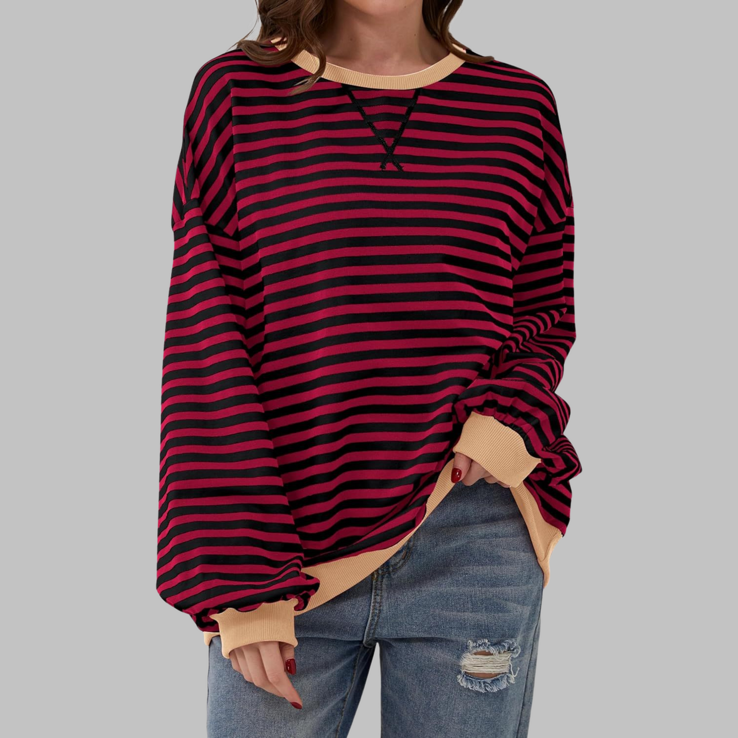 Juna™ | Maglione casual a righe rilassato