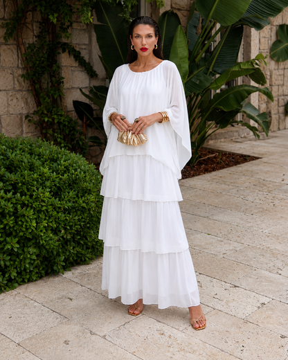 Amélie™ | Elegante Abito Maxi in Chiffon con Copertura per la Pancia