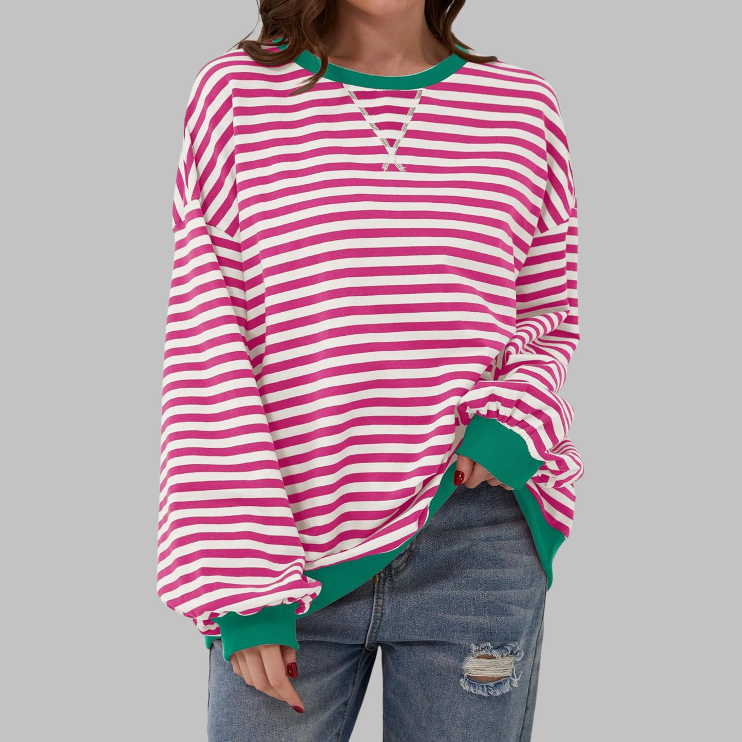 Juna™ | Maglione casual a righe rilassato