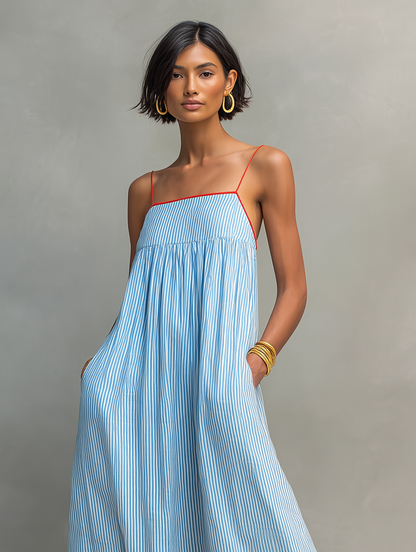 Elina™ | Maxi Abito A Righe Leggero