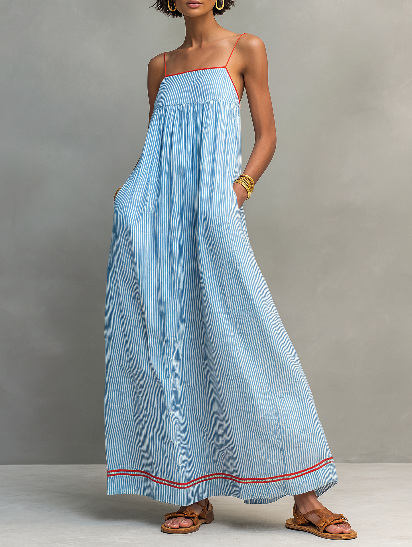 Elina™ | Maxi Abito A Righe Leggero