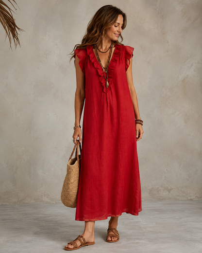 Renata™ | Elegante Abito Camuffa Pancia con Rouches