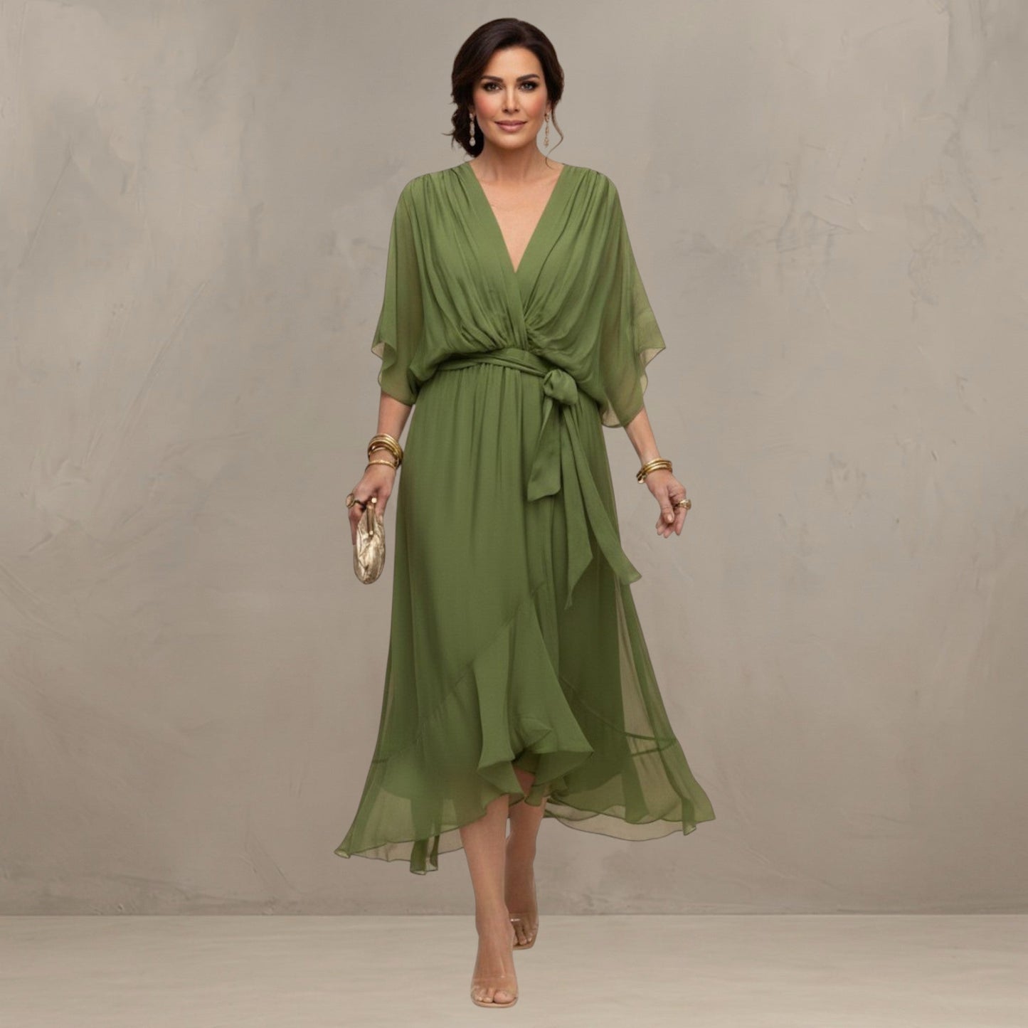 Marta™ | Elegante Abito Midi in Chiffon