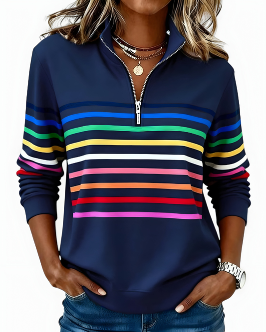 Kira™ | Maglione a zip a righe confortevole