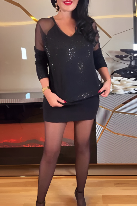 Faren™ | Abito elegante con glitter e maniche lunghe