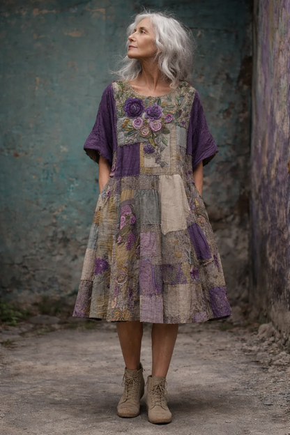 Almae™ | Abito Midi Patchwork Elegante
