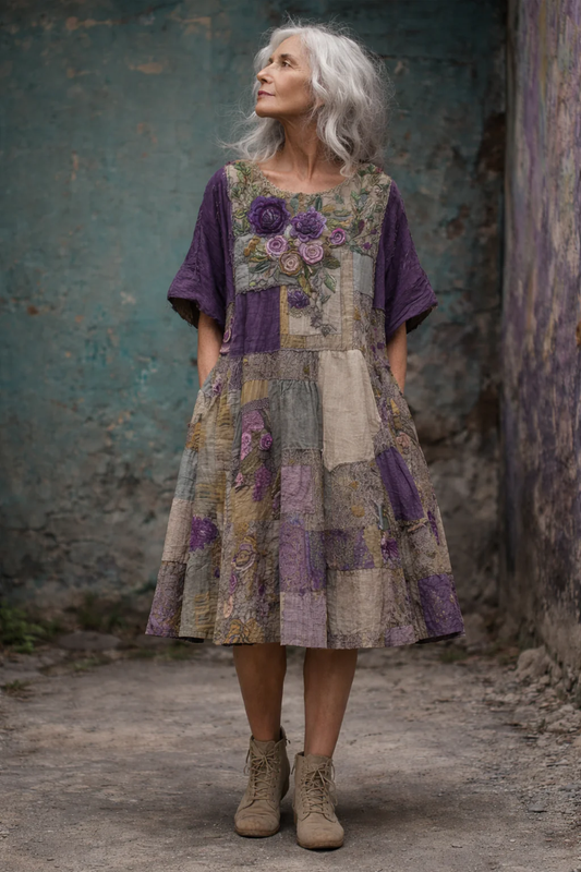 Almae™ | Abito Midi Patchwork Elegante