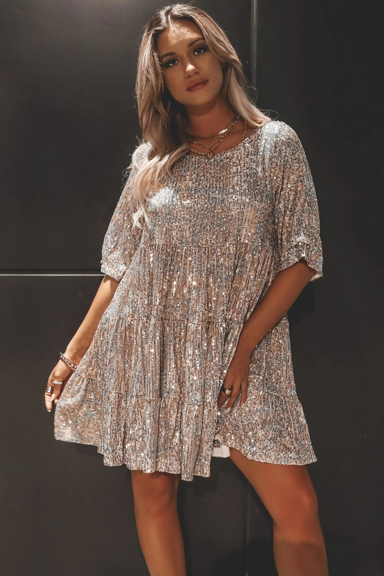 Lilia™ | Elegante abito da festa svasato con paillettes