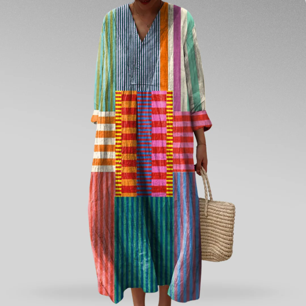 Zira™ | Abito Midi Patchwork Elegante