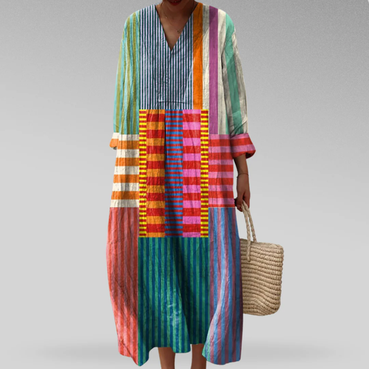 Zira™ | Abito Midi Patchwork Elegante