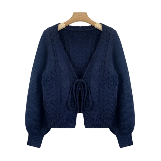 Sofia™ | Cardigan lavorato a maglia con chiusura a fiocco