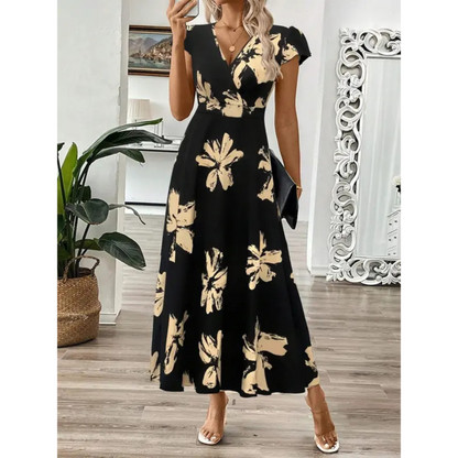 Odessa™ | Elegante Abito Midi con Stampa Foglia