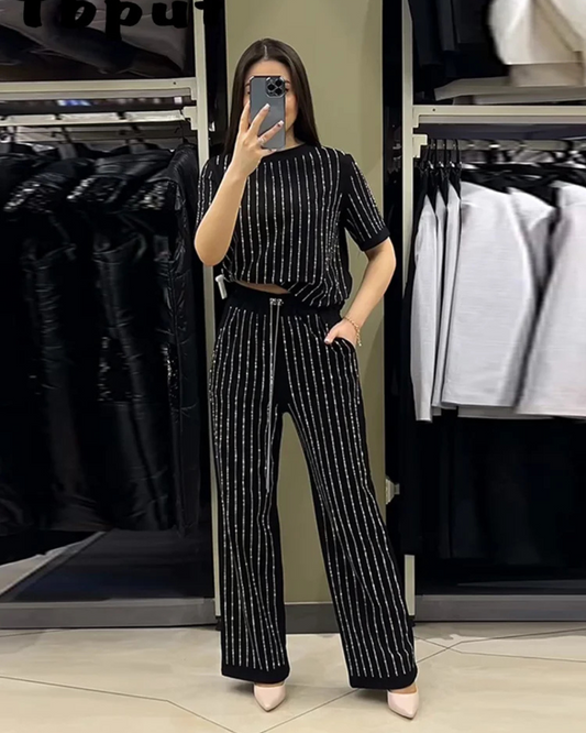 Mavina™ | Elegante completo a righe in due pezzi