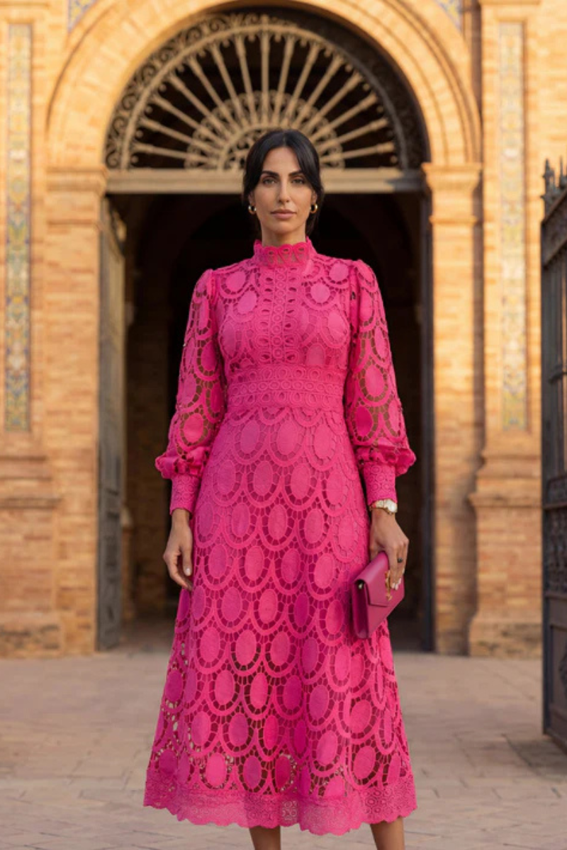Vira™ | Elegante Abito Midi in Pizzo